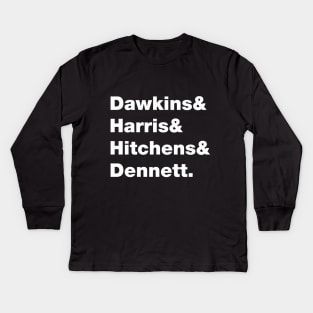 Dawkins, Harris, Hitchens & Dennett - Four Horsemen of the non-Apocalypse Kids Long Sleeve T-Shirt